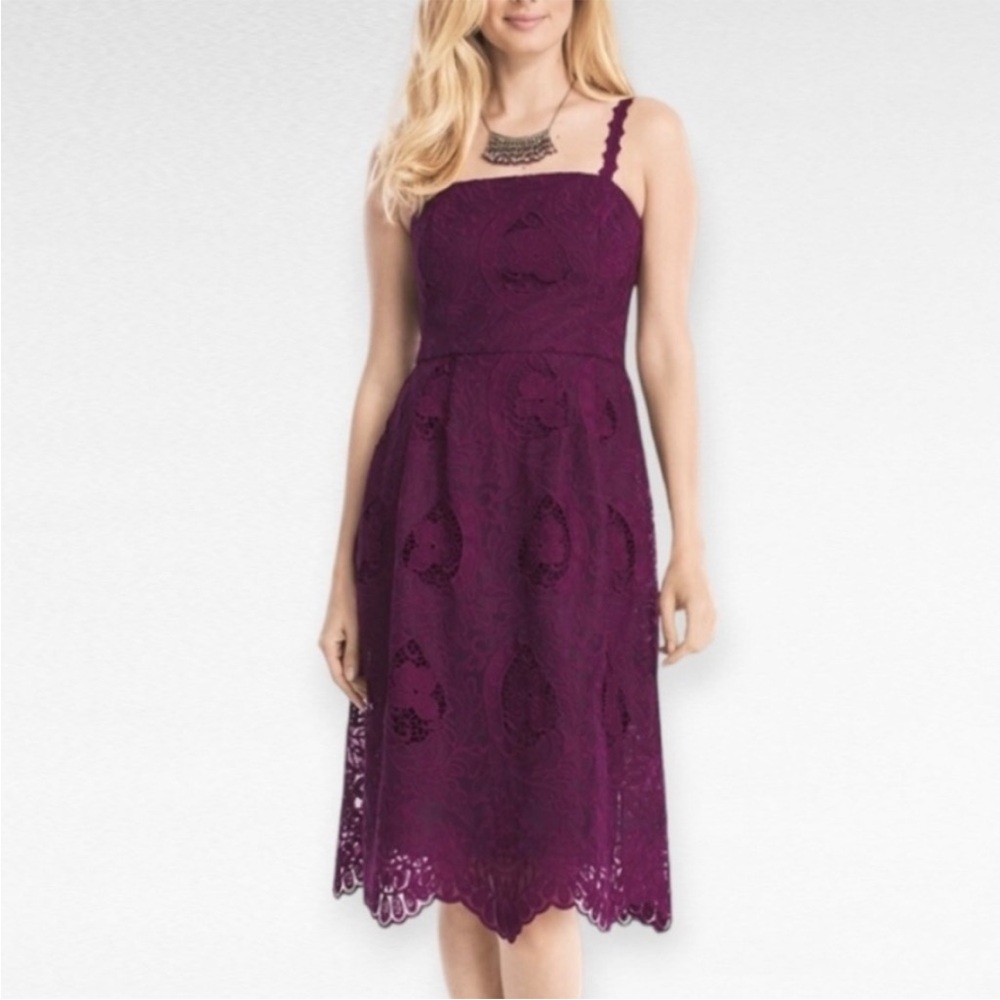 White House Black Market Lace Burgundy Dress